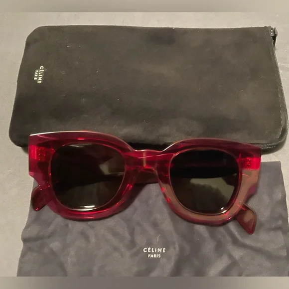 NWOT authentic  Celine maroon lucite frame sunglasses CELINE EYEWEAR Triomphe oversized round-frame acetate  main image 2